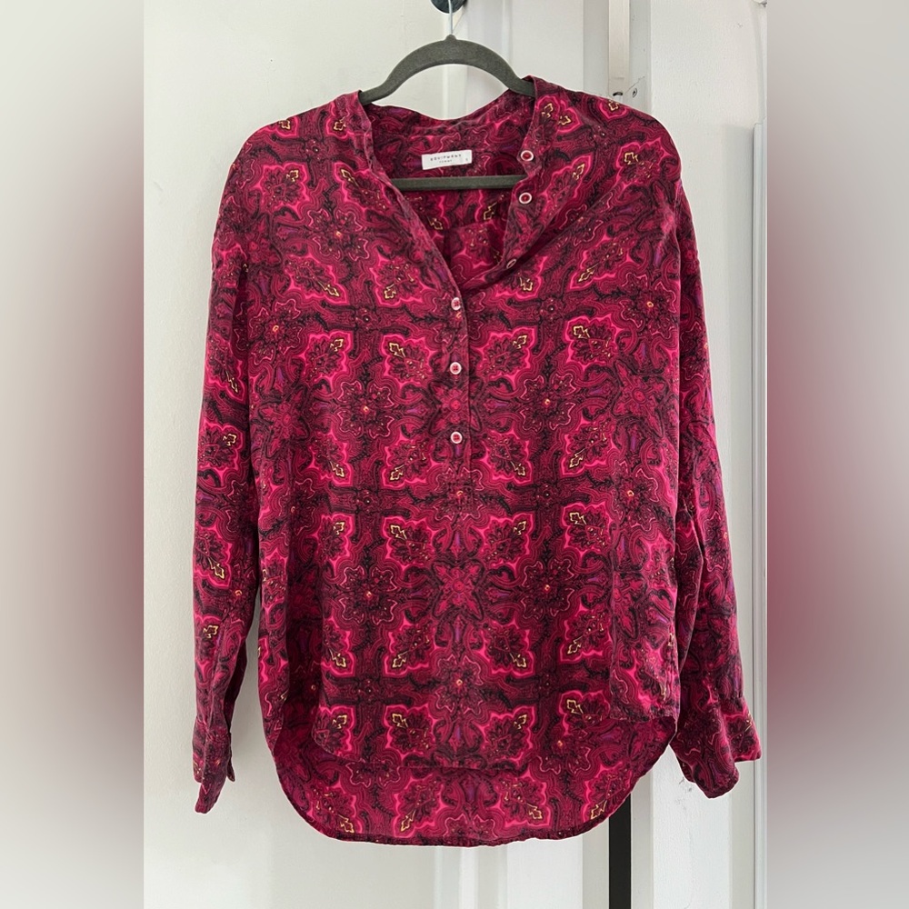 Equipment 100% Silk Pink Paisley Blouse
